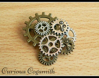 Steampunk Brooch, Cog Brooch, Steampunk Pin, Cog Pin, Steampunk Jewellery, Cog Jewellery, Steampunk Jewelry, Cog Jewelry, Dieselpunk Brooch