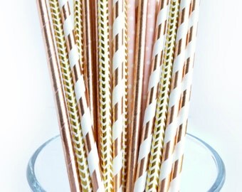 Rose Gold Wedding Decor, Rose Gold Party Decor, Rose Gold Bridal Shower, Engagement Party Decor, Graduation Party Decorations, Paper Straws