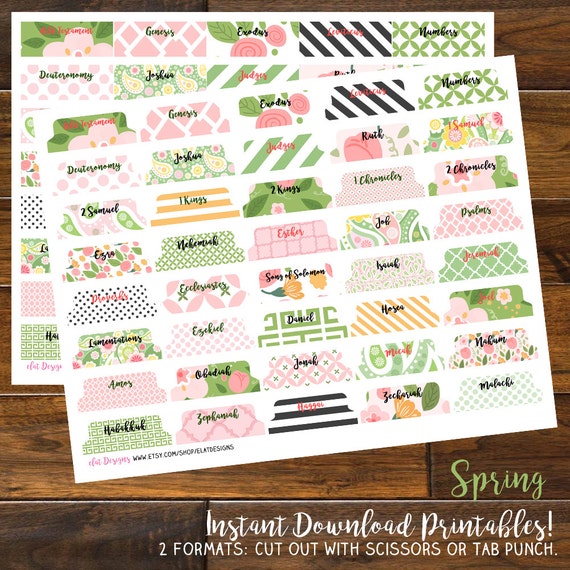 DIY Printable Single Sided Bible Tabs Spring Bible