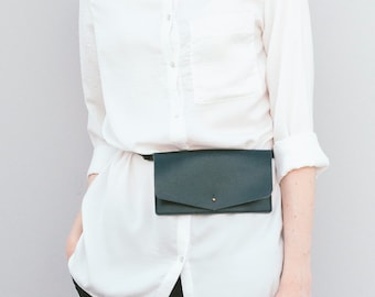 Belt bag leather black, leather waist bag, leather waist pack, leather handmade belt bag, minimalist leather belt bag, belt pouch wallet