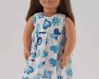 18 Inch Doll Dresses - American Girl Doll Dress - 18 Inch Doll Dress - 18 in Doll Maxi Dress - Blue and White Doll Dress - Gift For Girls