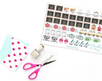 Teenies Kawaii Grade School Planner Stickers for Kikki K, Color Crush, Filofax or any Personal Size Planner