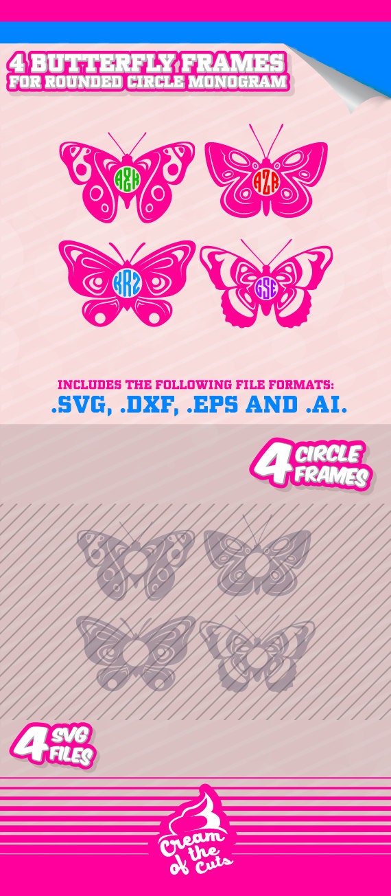 Butterfly Svg Monogram frames butterfly design by ...