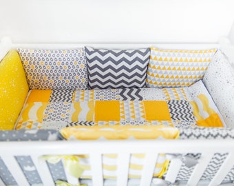 Crib bumper (baby bedding, cot bumper, baby bumper, crib bedding, nursery bedding, baby cot bumper, cot bumpers, organic bumper, chevron)