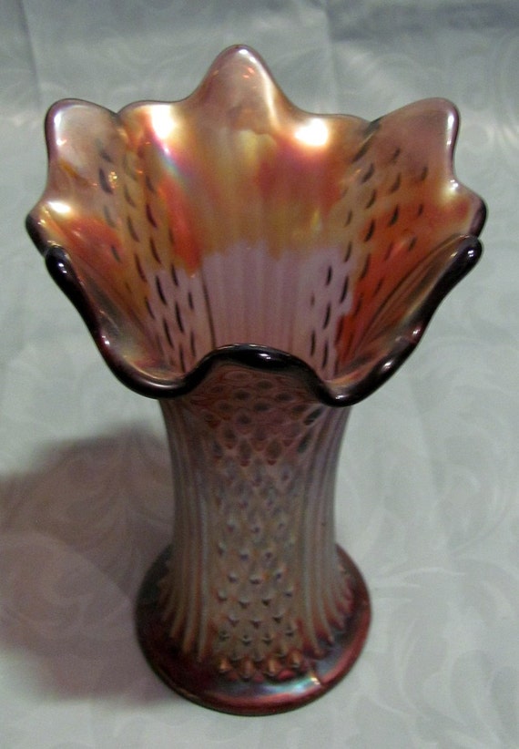 FENTON Carnival Glass Iridescent Amethyst 8 Swung