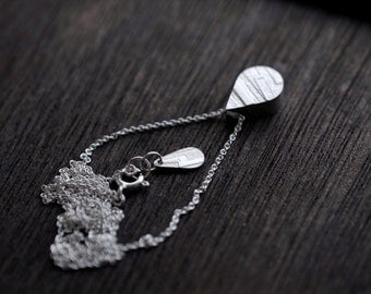 3D Droplet hollow pendant silver necklace