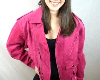 Amazing Vintage 80s Pink Suede Jacket Coat