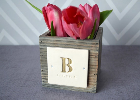 PERSONALIZED VASE Wedding GiftAged Wood Pine