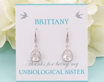 Wedding Jewelry, Personalized Bridesmaid Gift, Bridesmaid Earrings, Bridesmaid Jewelry, Crystal Bridal Teardrop Earrings, Mother of Bride