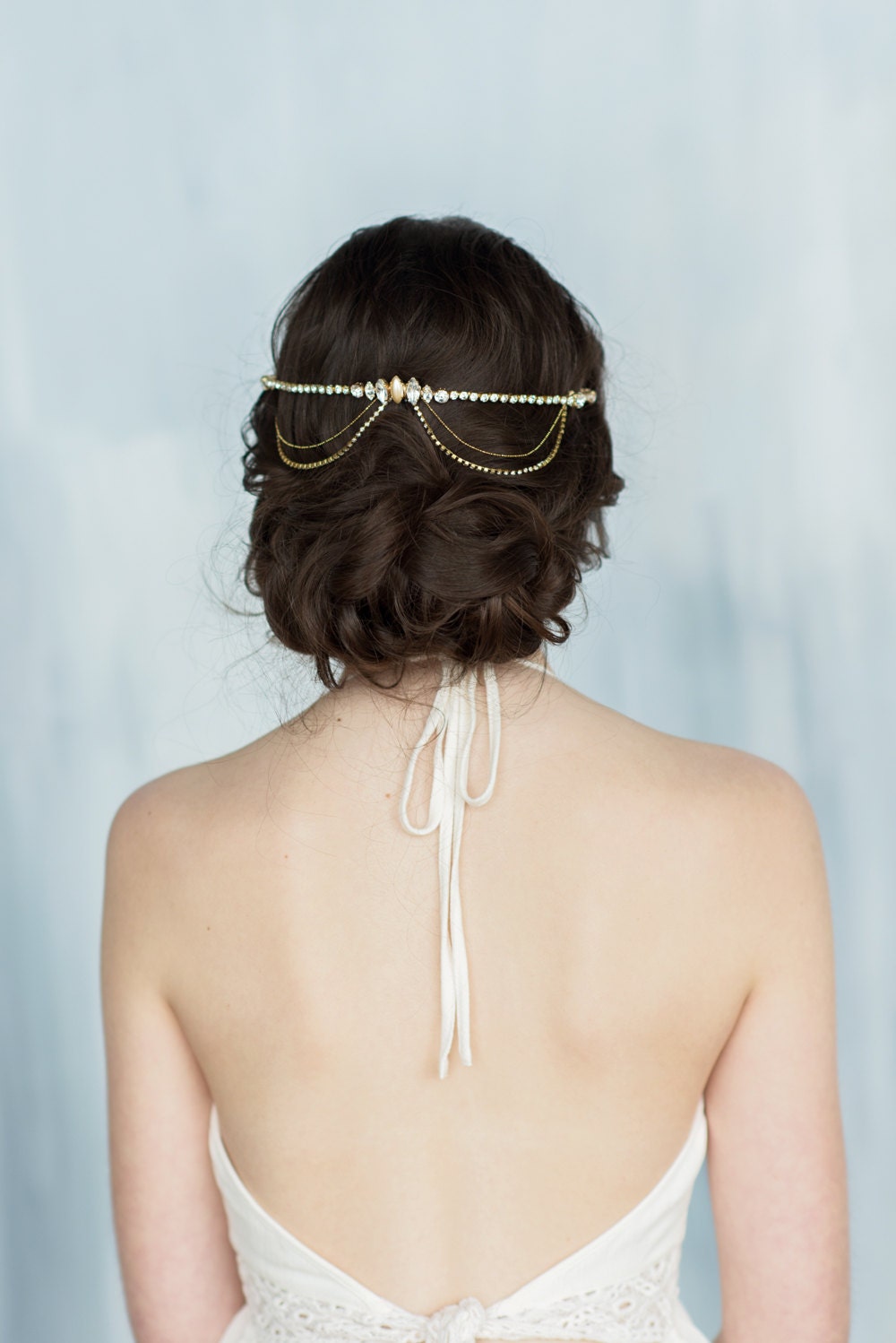Gold Hair Chain Crystal Hair Chain Draped Hair Chain