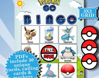 POKEMON GO 3x3 Bingo printable PDFs contain everything you need to play Bingo.