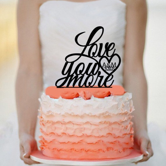 Love you more Wedding Cake Topper Monogram cake topper