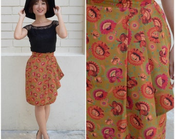 1980 Vintage Skirt/ Flytrap Overlapping Skirt/ Small Skirt/ XS Skirt/ Mini Skirt/ Overlapping Skirt/ Japanese Vintage/ Pleated Skirt/ 80's