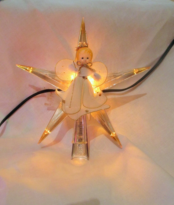 Vintage Angel Star Christmas Tree Topper Mid Century Star