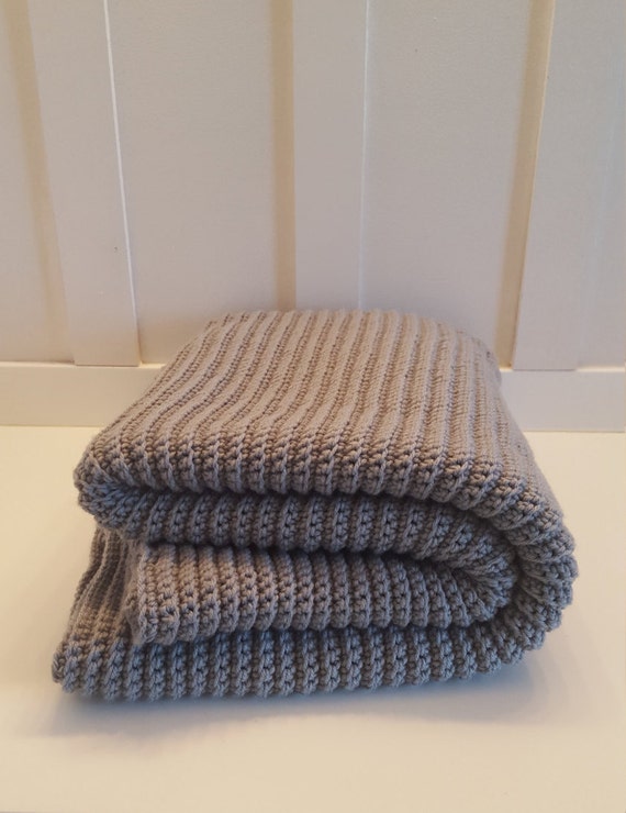 Cozy Light Gray Crocheted Afghan
