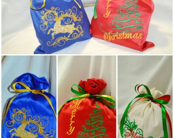 Christmas gift idea Set of 3 Christmas Gift Bags Christmas Sack Xmas Gift Bag Personalized Bags Xmas gift Childrens Stocking Holiday gift