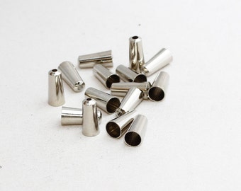 20 Pcs 7x15mm Silver Brass End Caps, Bead Caps, Cones, Solid Brass End Caps, Cord End, FRY63