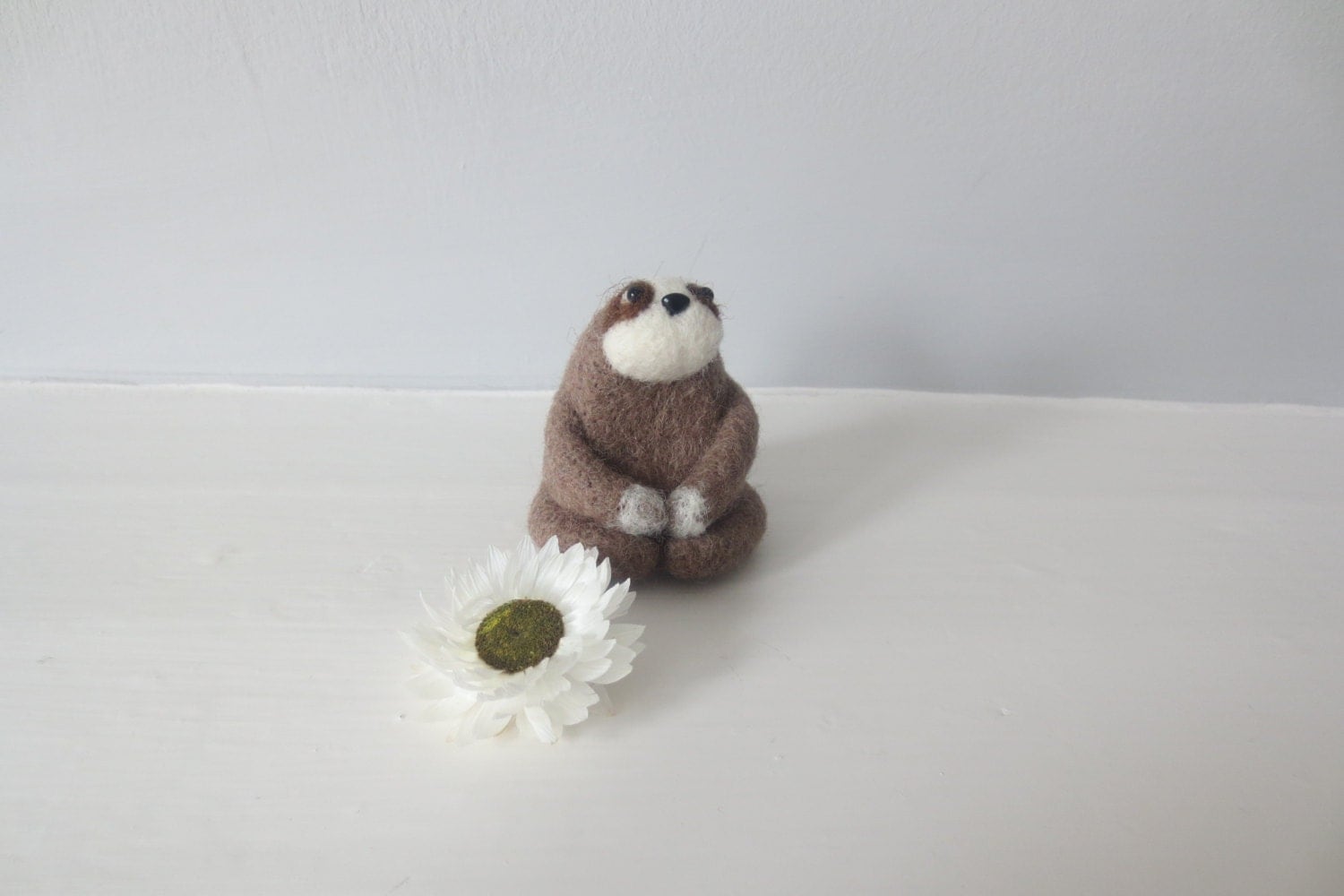 Felted sloth in tan cute keepsake desk buddy stocking stuffer