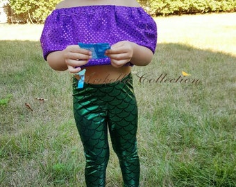 Mermaid Leggings Baby Toddler Girls Little Fish Scale Pants Birthday Gift Party Outfit Legging Costume Dot Print Photoshoot