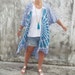 Beach Cover Up Boho Kimono Long Flowy Blue & By Brightnewpenny