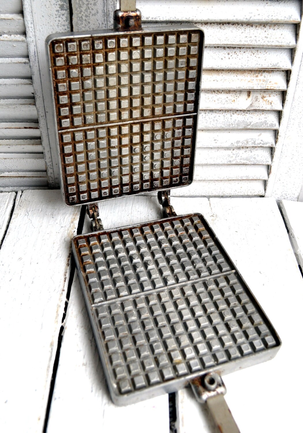 Vintage French Kitchen Metal Reversible Stove Top Waffle Iron