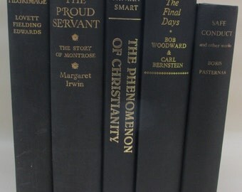 Set of Vintage Black and Gold Coloured Decorative Books - Instant Library - Old Book Collection