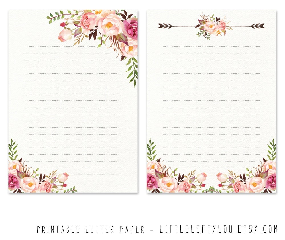 Printable Letter Paper Floral 2 Stationery Writing Letter Stationary A5 Instant Download 0200