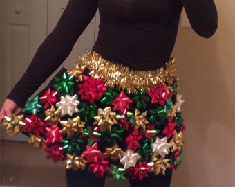 Ugly Christmas Sweater/ Skirt with Bows - Ugly Christmas Sweater Party - Bow Skirt