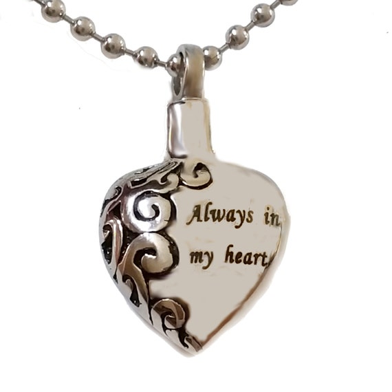 Urn Necklace Always in My Heart Cremation by DaysNeverForget