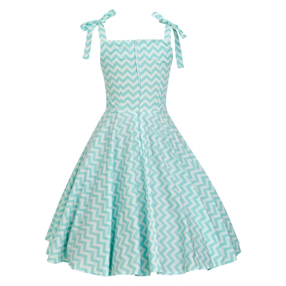 Mint Dress Chevron Dress Zig Zag Dress Retro Dress Sun Dress