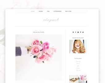 Elegant- Minimalist Wordpress Theme — RESPONSIVE Wordpress Blog Theme — Self-hosted Wordpress Blog Theme — Feminine Website