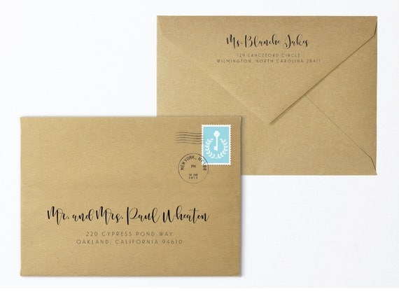 Printable Custom Return Address Envelope Digital File And Template Calligraphy Return Address Printable Envelope Address Template