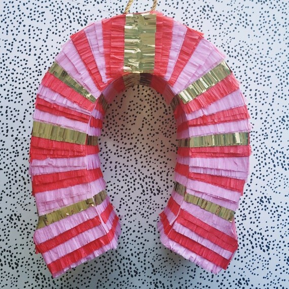 Items similar to LUCKY HORSESHOE PIÑATA (made with papiermâché not
