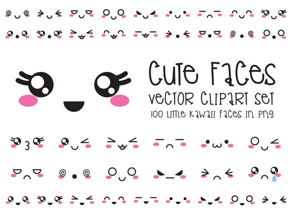 premium vector clipart kawaii faces cute