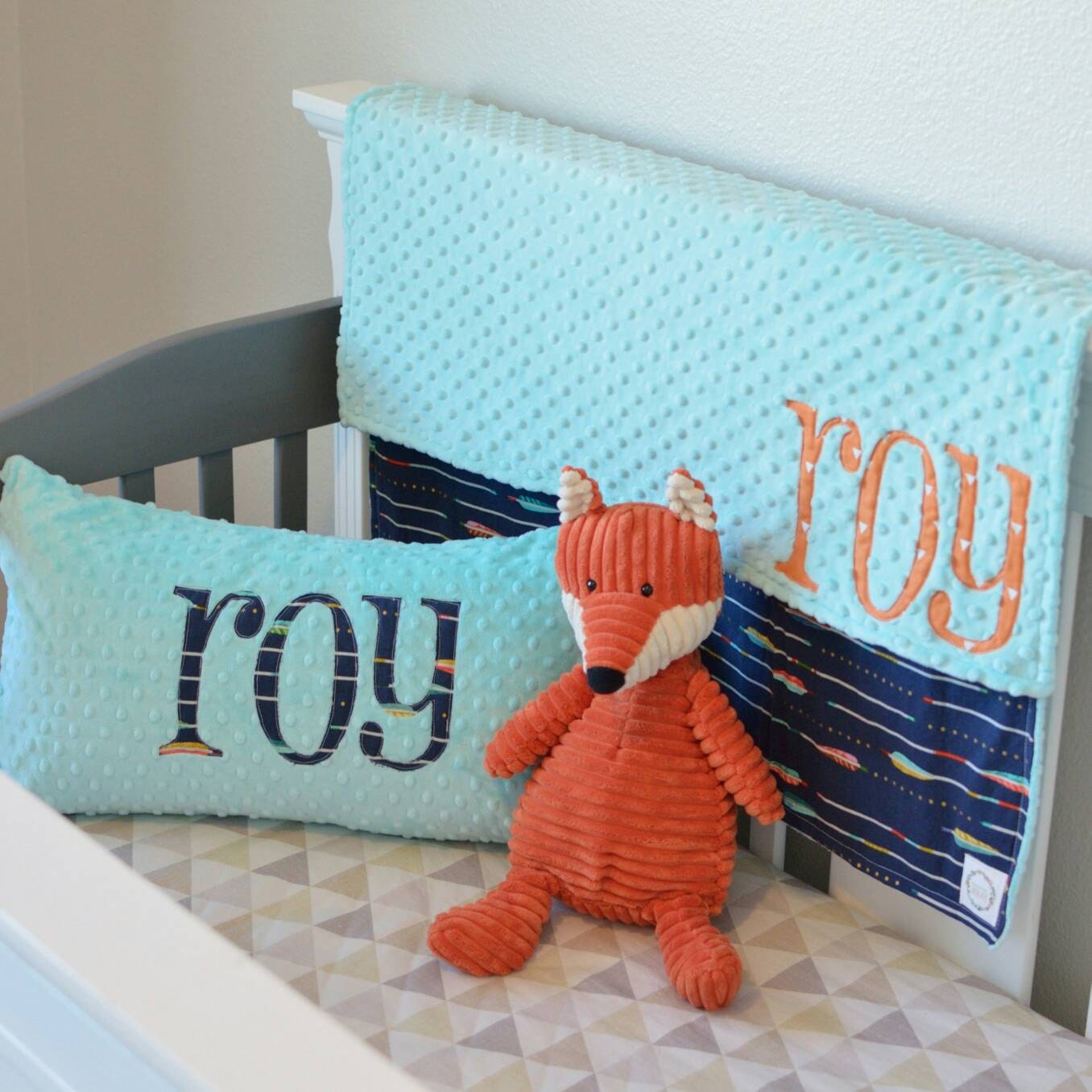 SewMine 12X22 personalized minky name pillow