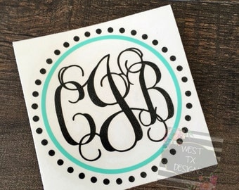 Monogrammed Decal | Personalized | Vine Monogram | Circle Monogram | Laptop Monogram | Car Monogram | Tumbler Monogram | Notebook Monogram