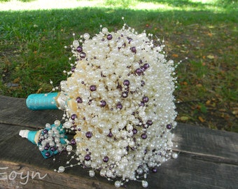 Purple Pearls bouquets, purple brooch bouquets ,bridal brooch bouquet, bridesmaids bouquets with pearls,wedding bouquet,bride bouquet