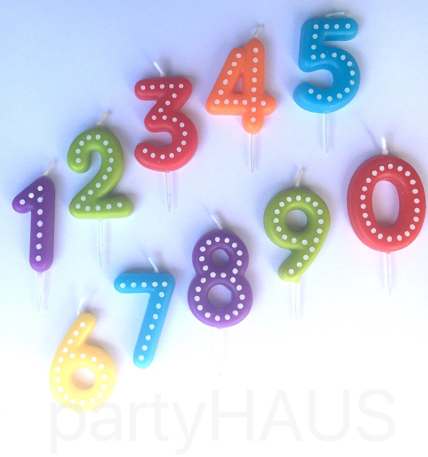 Number Birthday Candles Numbers Blue Green Ornange Red 1261