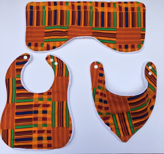 African print baby bib burp cloth and bandana bib set