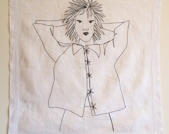 Lagom II (2016) machine embroidery handmade drawing illustration art girl portrait