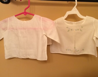 Vintage baby newborn diaper shirt shirts antique baby newborn doll clothes clothing 1930s 0-3 months white inewborn clothes set of two