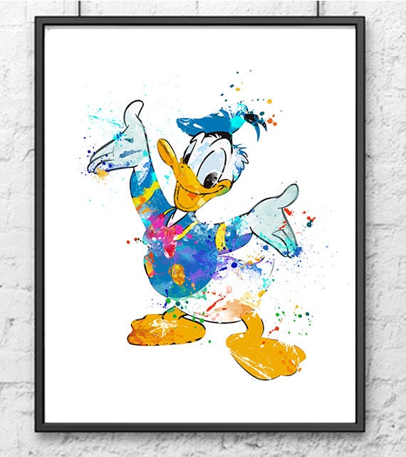 Donald Duck Watercolor Print Mickey Mouse Disney by gingerkidsart