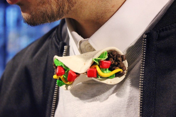 Taco Bowtie Wrap Burrito Mexican Food Jewelry Accessorries Bow tie Suit Men Gentleman Design Designer Rommydebommy Fun Unique Cute Bowties