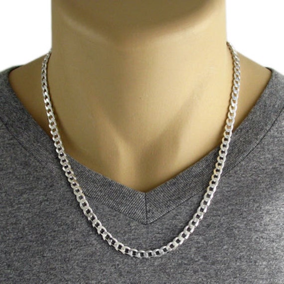 Men's 925 Sterling Silver Cuban Curb Link Chain Necklace