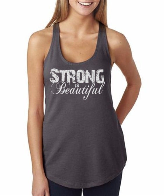 Amfieldseth - Workout Tank Womens Fitness Terry Tank Top - Strong Is ...