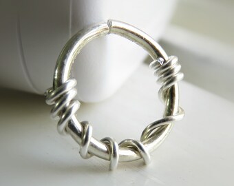 Sterling Silver Nose Ring Hoop, 16g cartilage hoop, conch piercing hoop, 16g septum ring