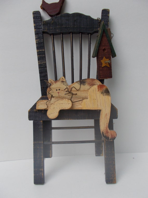Vintage cat in chair wall hanging. by memasmarket1 on Etsy