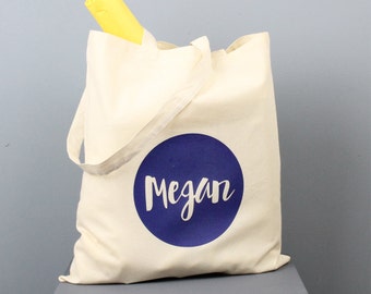 Name Tote Bag - Personalised Bag - Bright Script Font - Colour Pop Bag - Shopping Bag - Grocery Bag - Book Bag