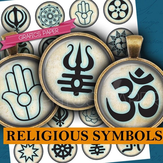 Religious Symbols Circle Digital Collage Sheet td392