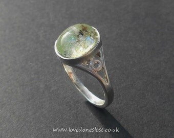 Cremation Jewellery, Sterling Silver Glass Infused Ring sizes J-R